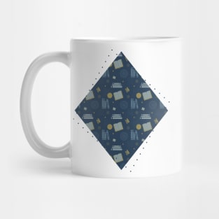 Green & Blue Geometric Book Pattern Mug